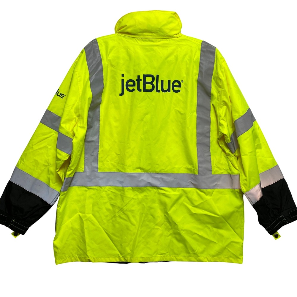 Jet Blue Jacket Mens SM/MD Neon Yellow 6003 High Visibility Reflective Parka